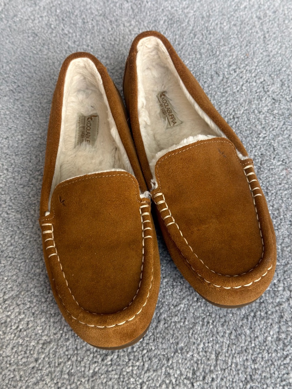 Koolaburra 
Brown Suede Shearling-Lined Slip-On Loafers